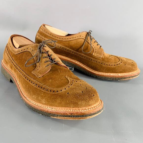 ALDEN Size 12.5 Brown Perforated Suede Wingtip Lace-Up Shoes - Picture 1 of 10